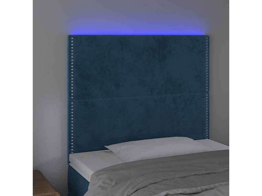 Testiera LED Blu Scuro 100x5x118/128 cm Velluto