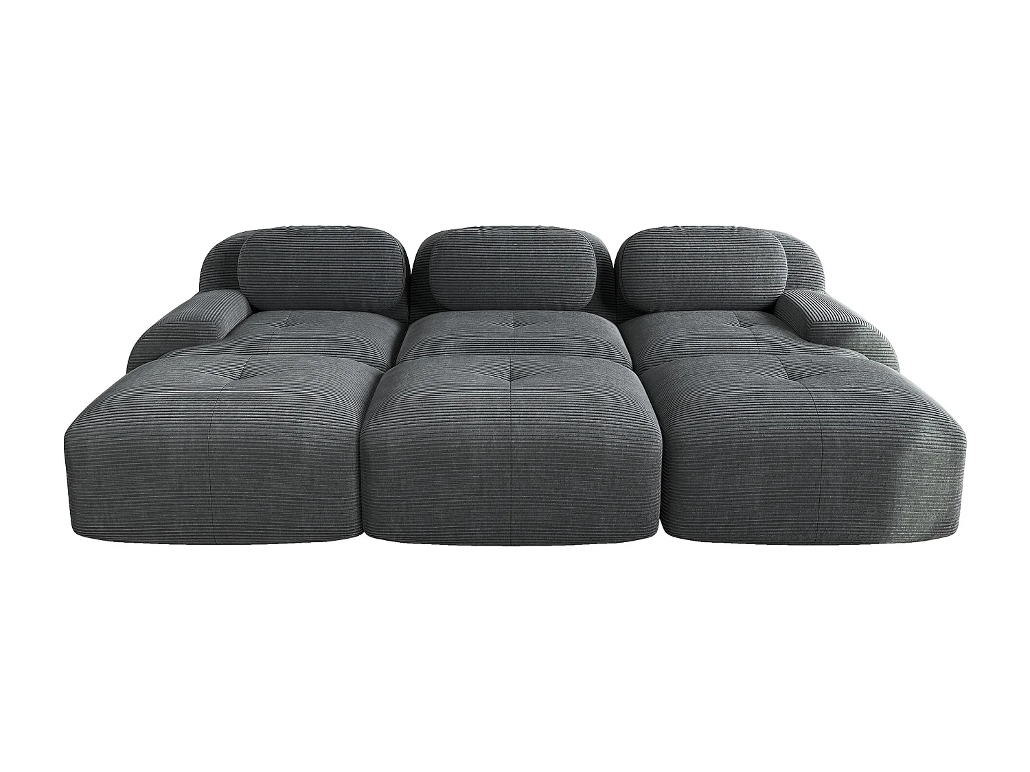 Divano angolare modulare Cordsamt Premium a 3 posti, ergonomico, Grigio (200x85x85 cm)