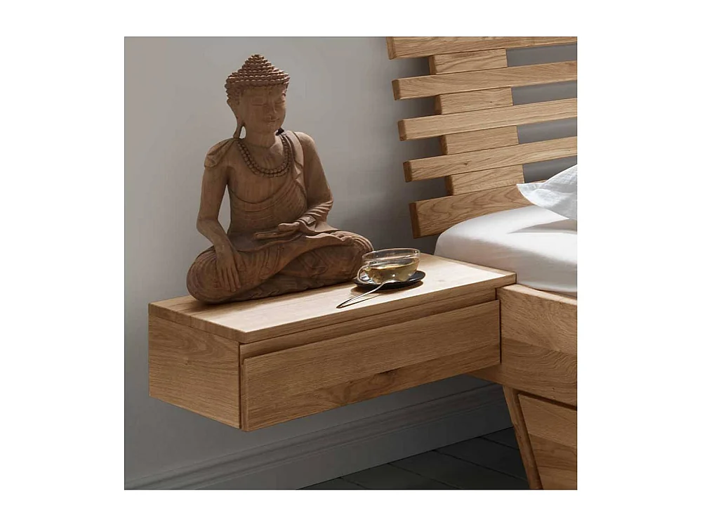 Doppelbett Stauraumbett inklusive zwei Nachtkommoden auf Schwebesockel (dreiteilig)