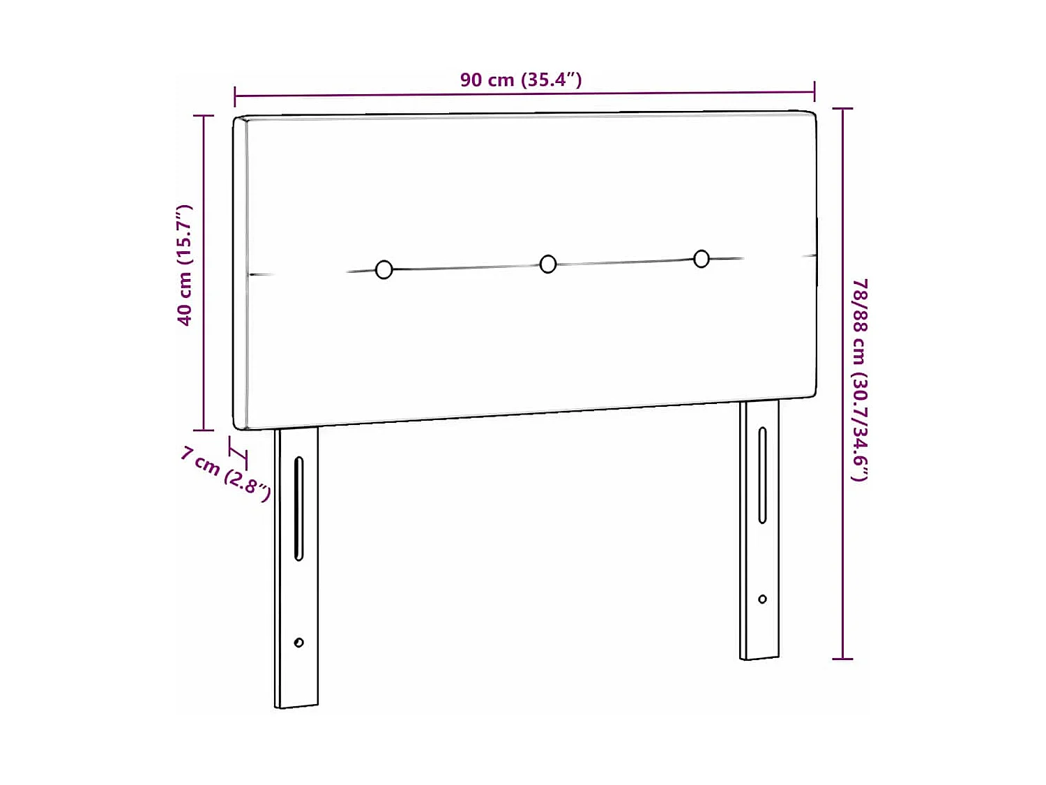 Tête de lit avec tête de lit Noir 90 cm tissu