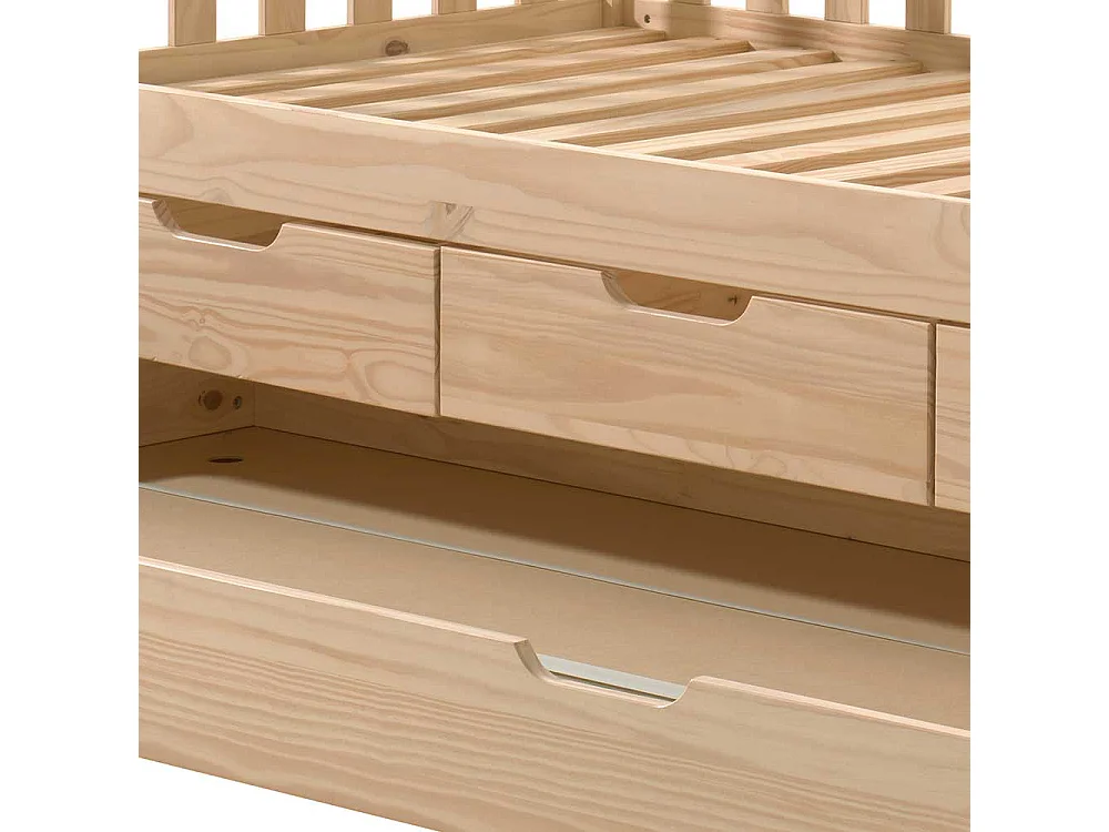 Kojenbett mit Stauraum aus Kiefer Massivholz Skandi Design