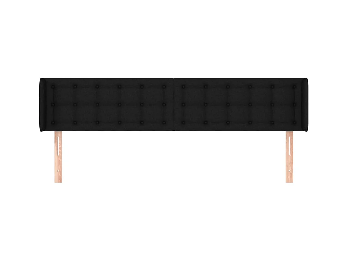 Tête de lit avec oreilles Noir 203x16x78/88 cm Tissu