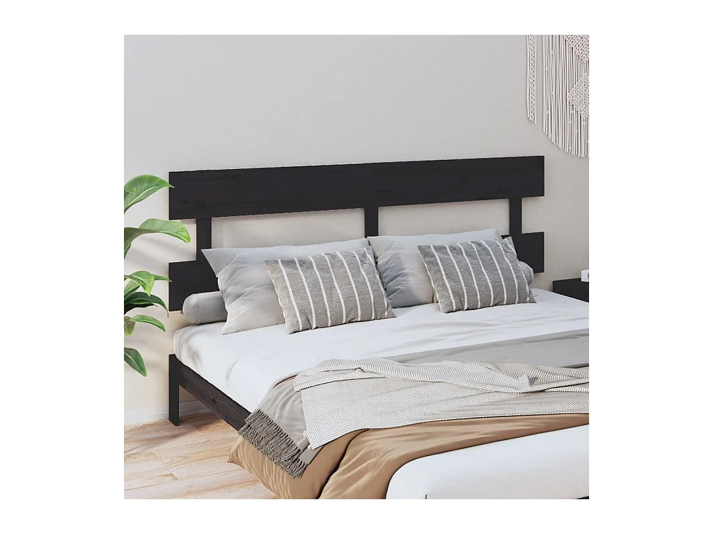 Zwart hoofdbord 184x3x81 cm Massief grenenhout