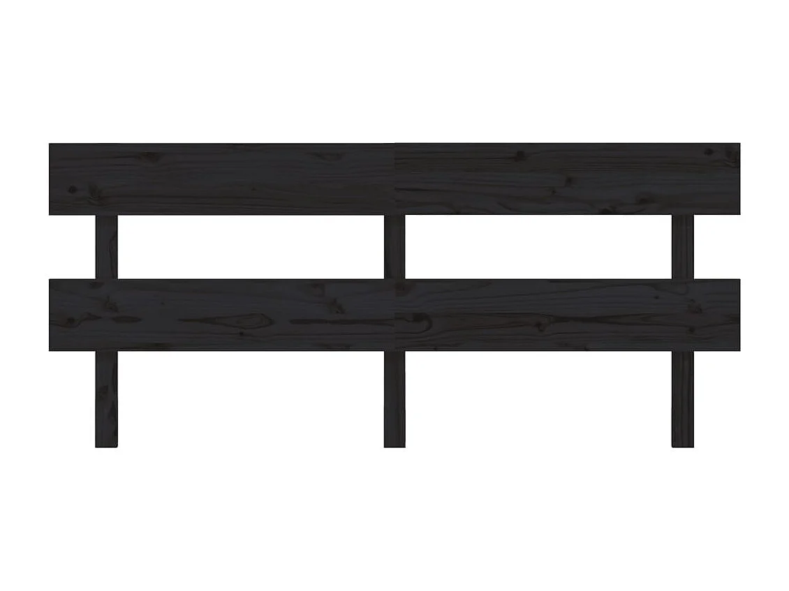 Testiera nera 184x3x81 cm Legno massello di pino