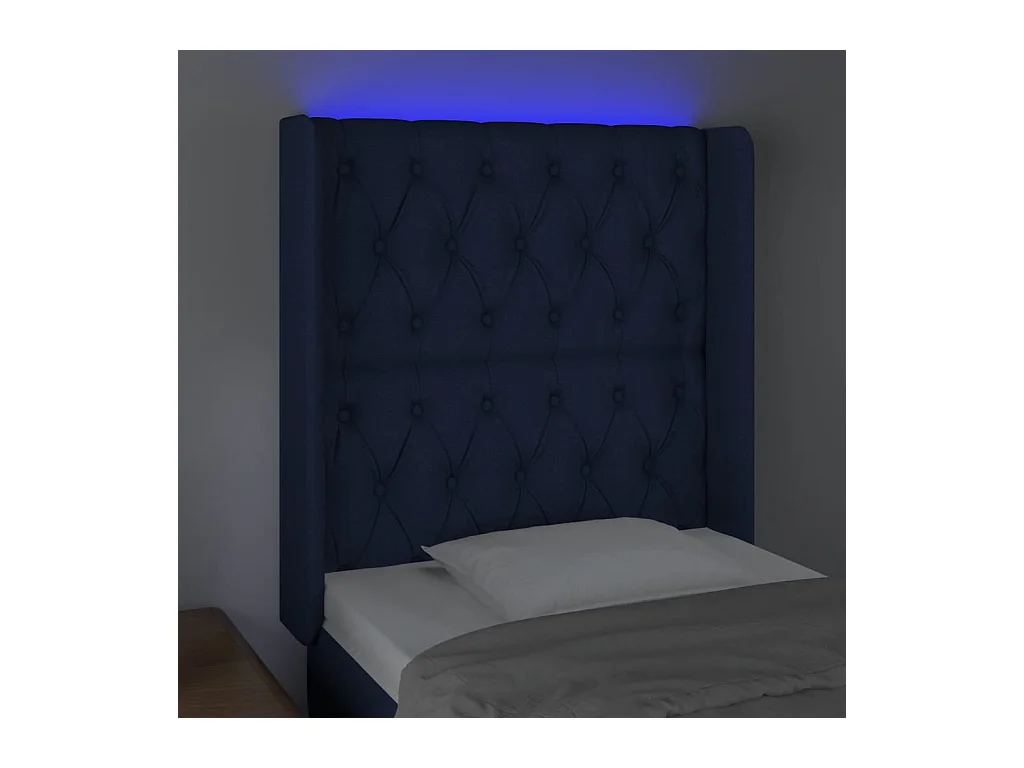 Blauw LED hoofdbord 83x16x118/128 cm Stof