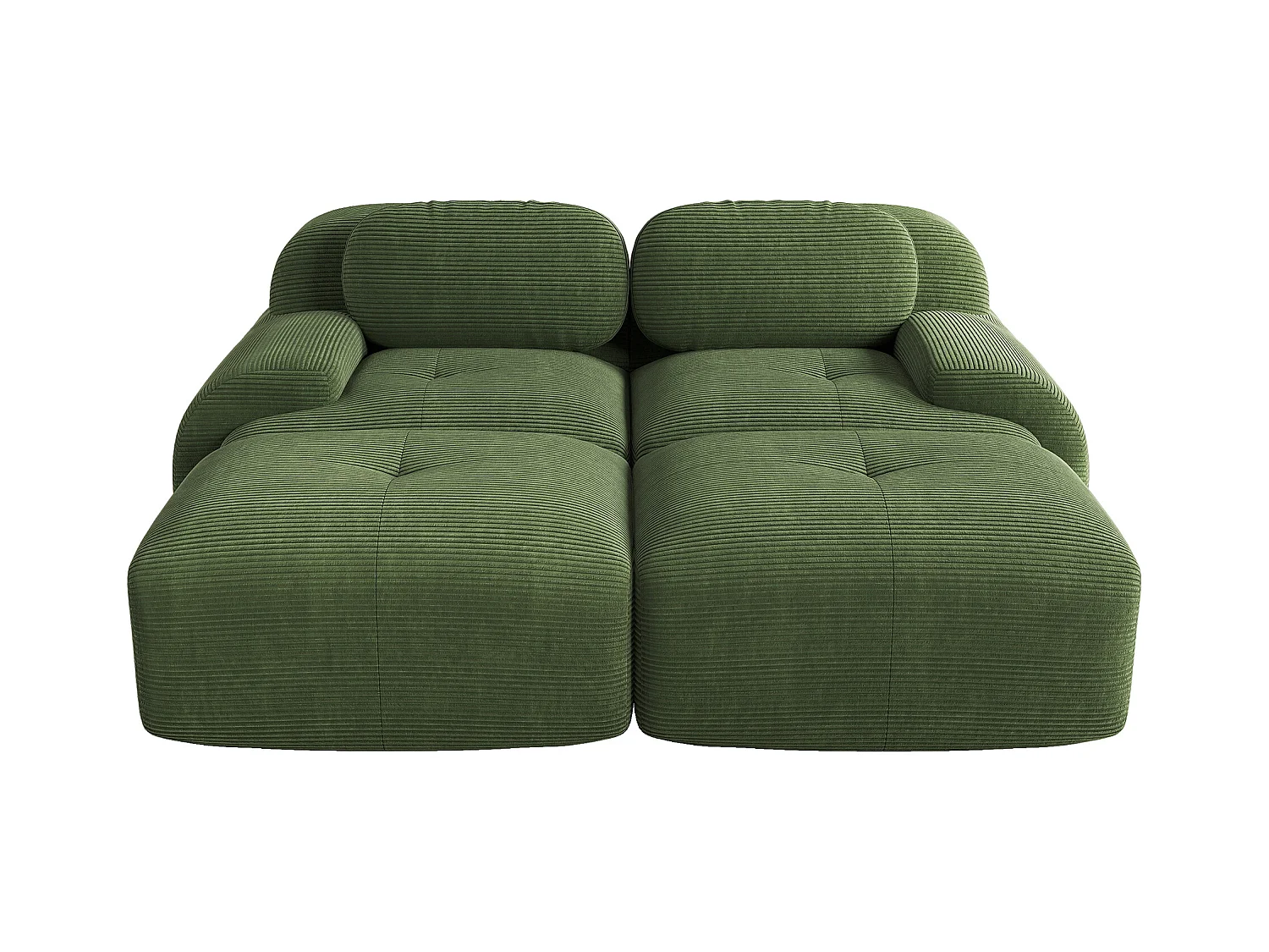 2-Sitzer-Modulsofa in Cordsamt mit Chaiselongue, ergonomischen Armlehnen, elastischer Polsterung, grün (160x85x80 cm)