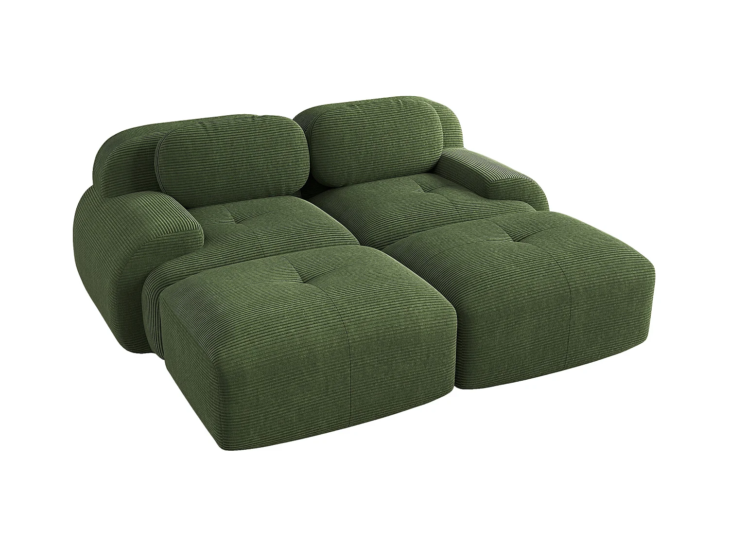 2-Sitzer-Modulsofa in Cordsamt mit Chaiselongue, ergonomischen Armlehnen, elastischer Polsterung, grün (160x85x80 cm)