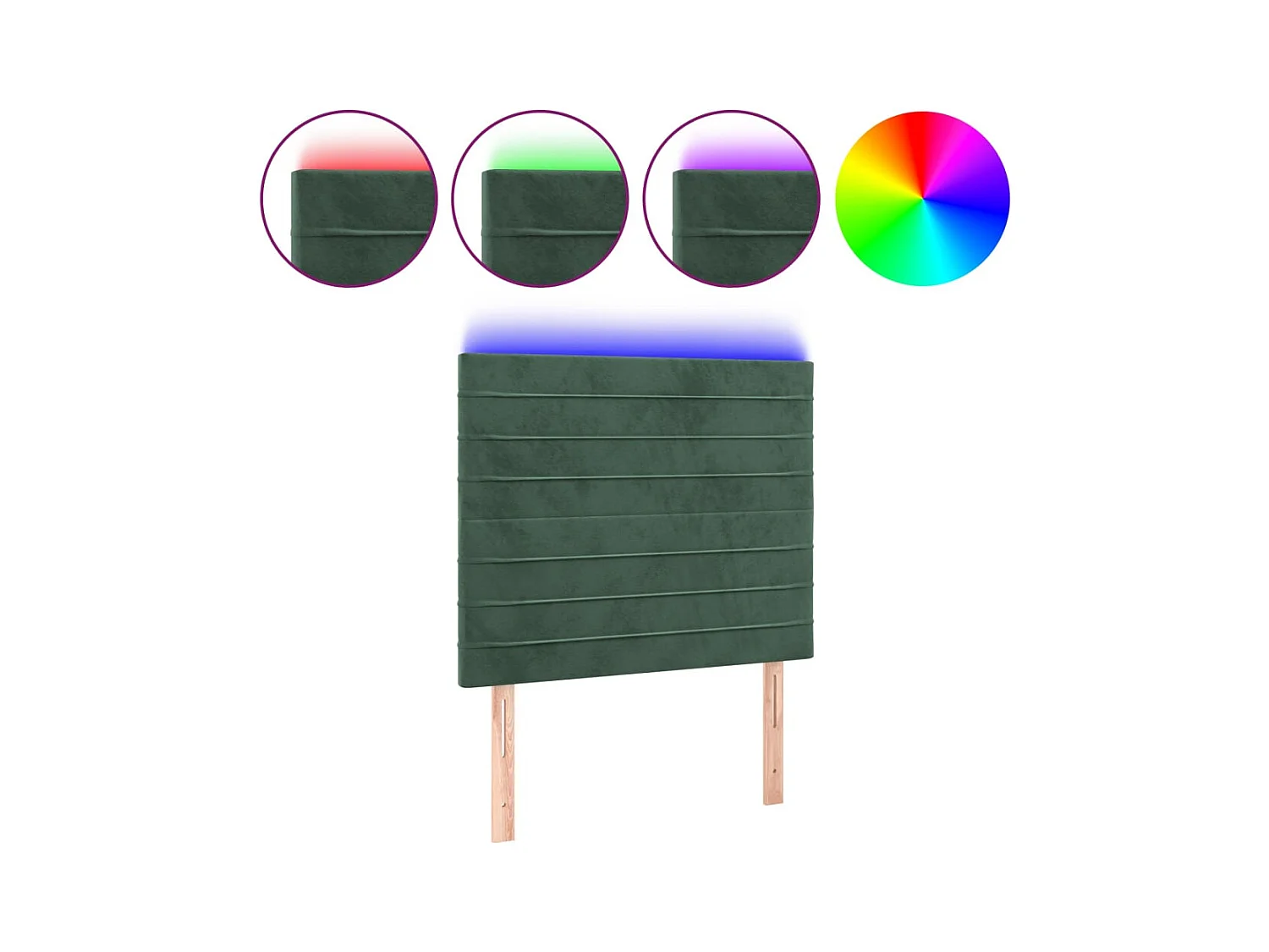 LED Hoofdbord Donkergroen 80x5x118/128 cm Fluweel