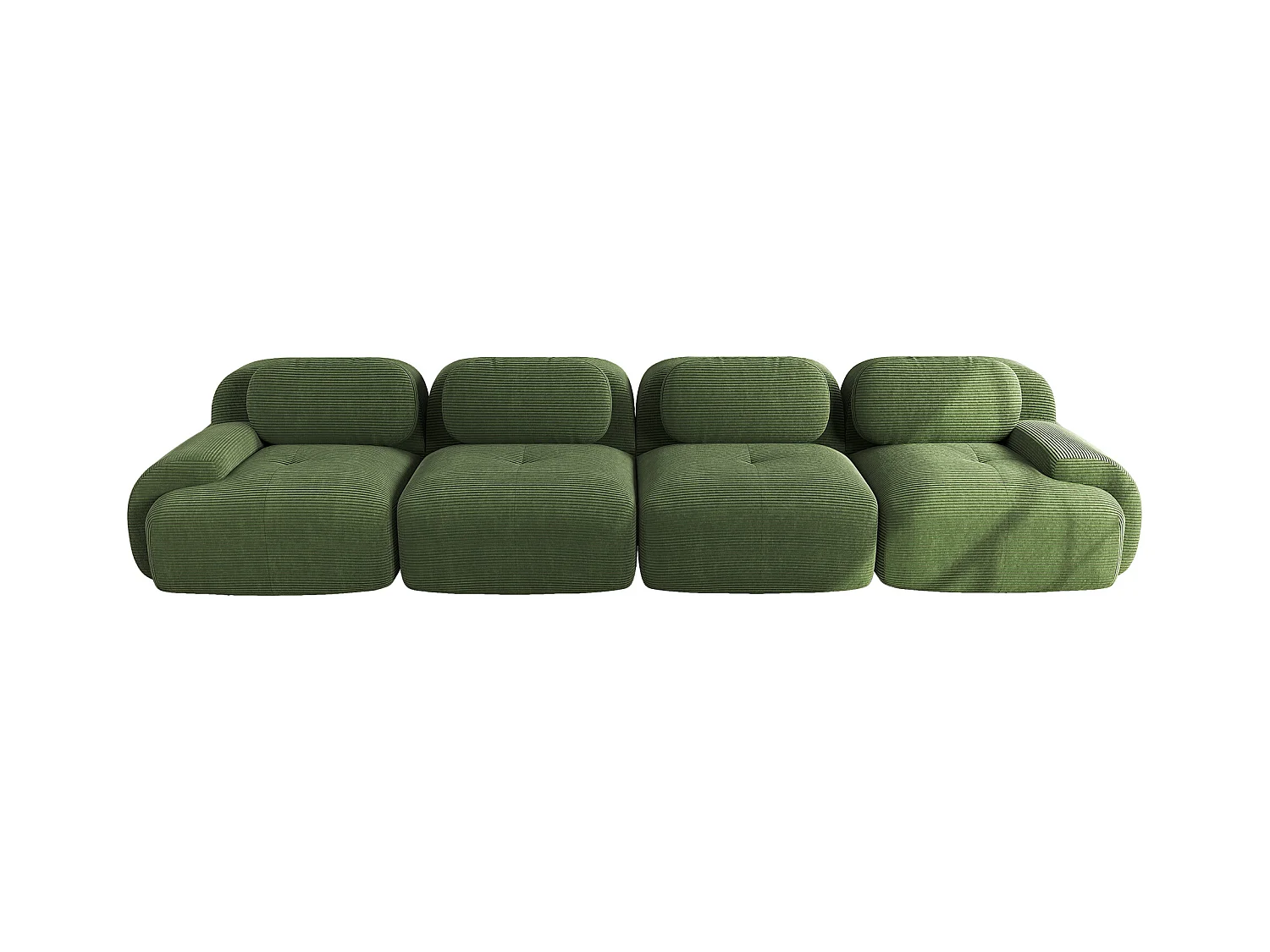 Modulares 4-Sitzer-Sofa, weiches Cordsamt, 32D-elastische Polsterung, grün (290x85x80 cm)