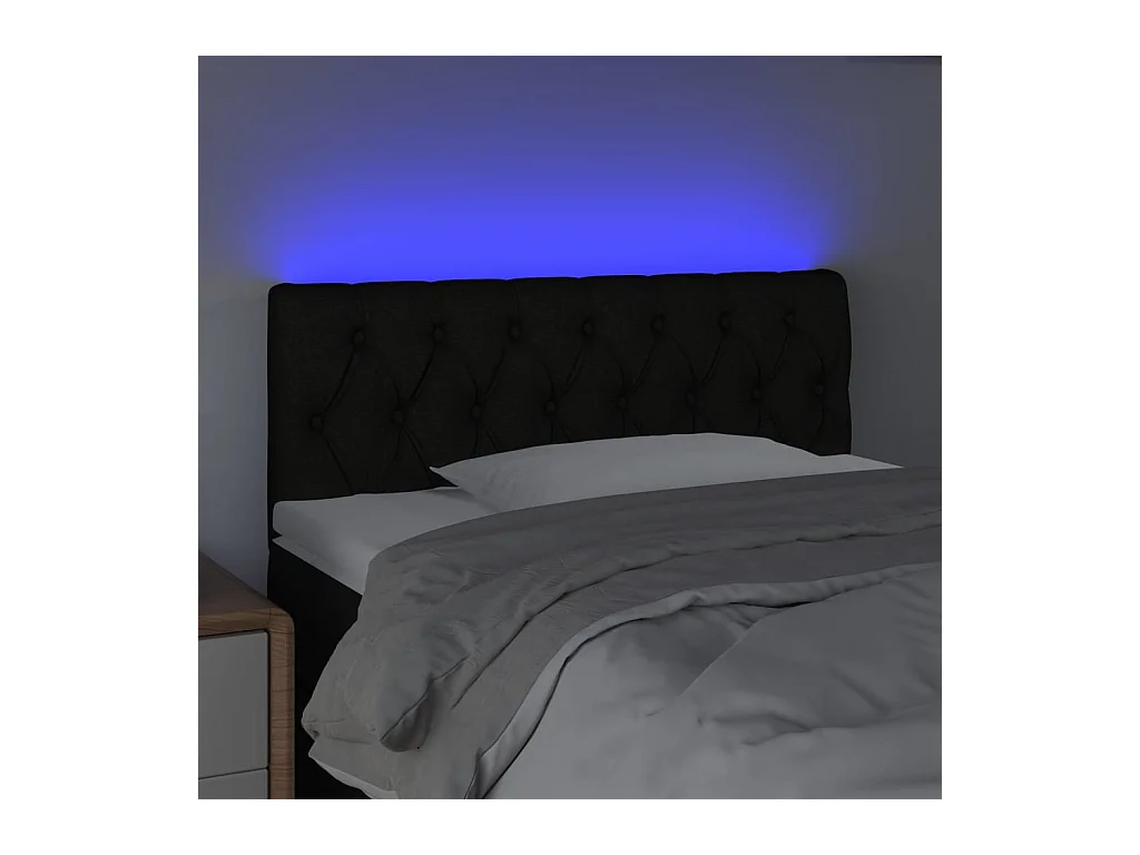 Cabecero LED Negro 90x7x78/88 cm Tela