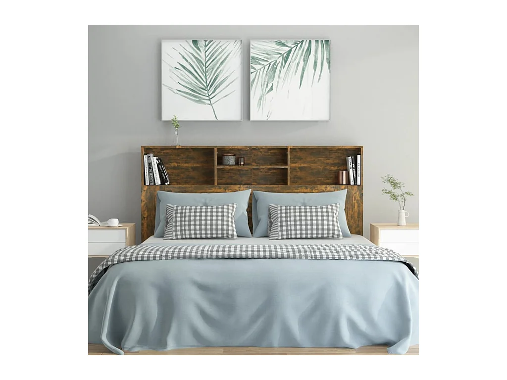 Cabecero de cama de roble ahumado 160x19x103,5 cm