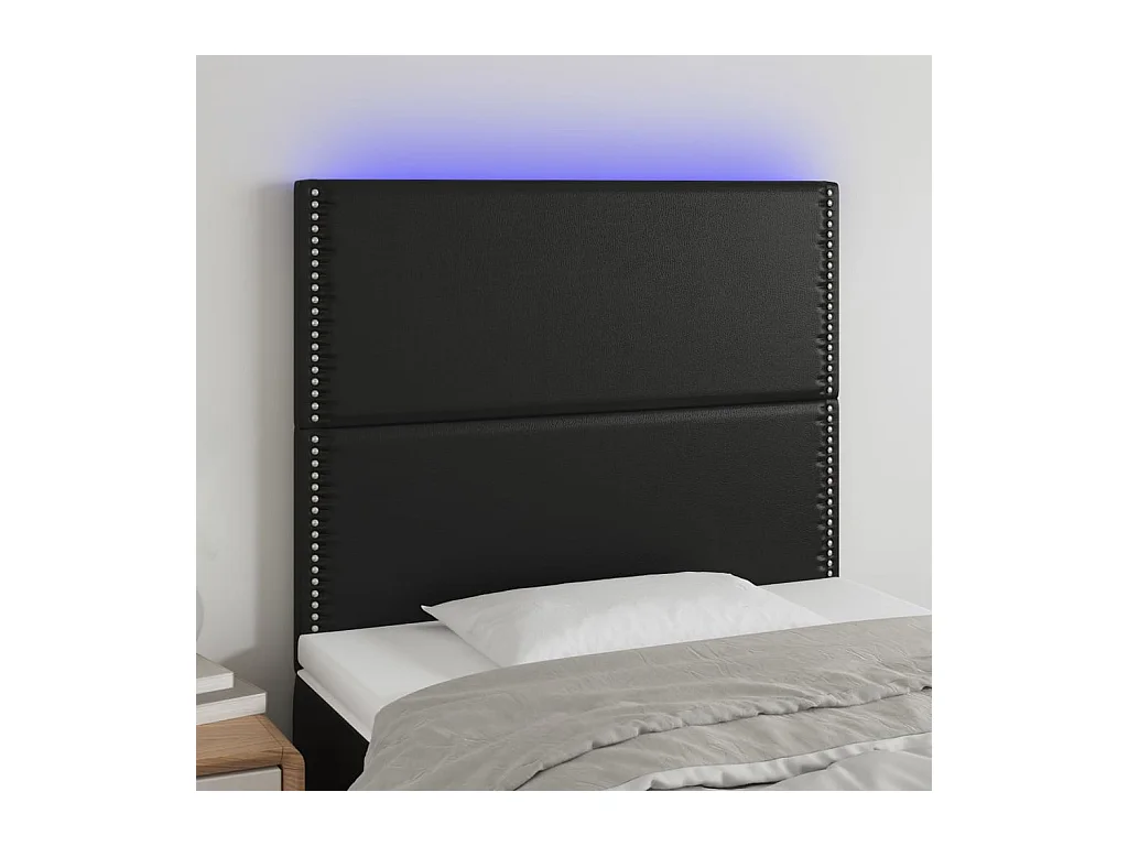 Testiera LED Nera 100x5x118/128 cm Similpelle