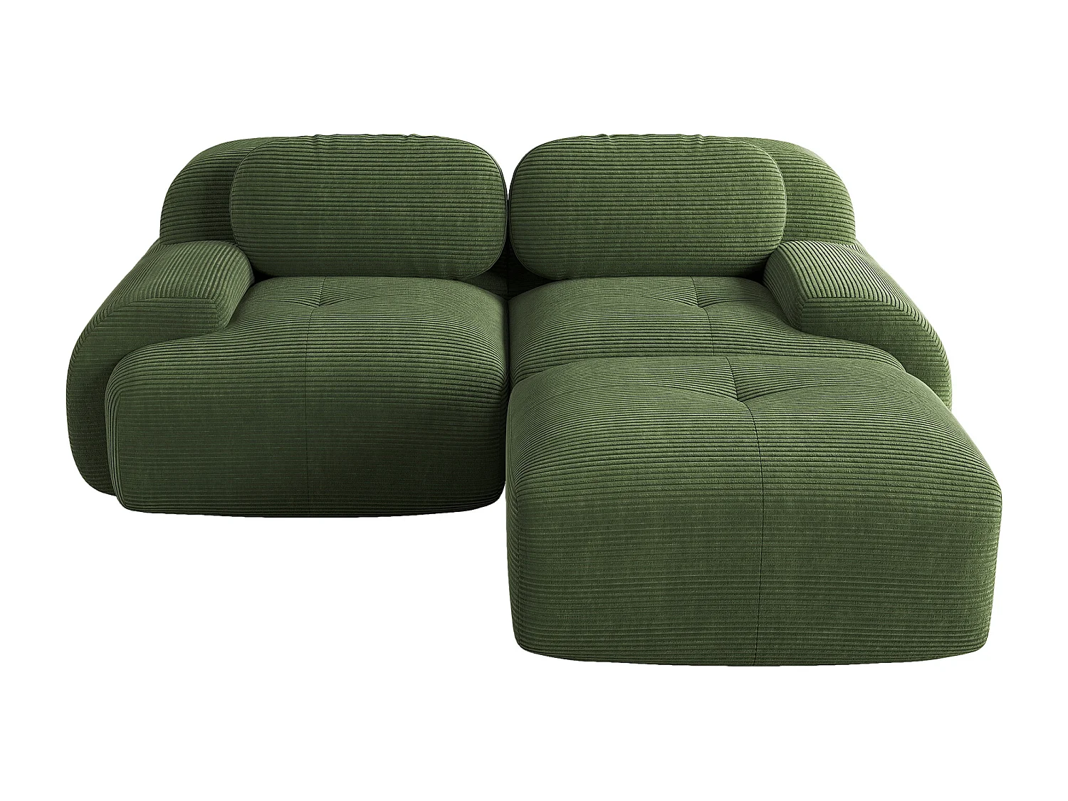 Divano angolare da 82'' in Cordsamt, design modulare, braccioli curvi, imbottitura elastica, verde (82x40x80 cm)