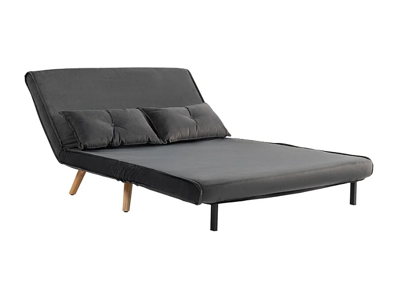Sofá cama convertible de 2 plazas, tela, metal, gris (120x75x87 cm)