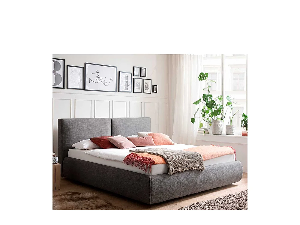 Stauraum Bett in Anthrazit Webstoff 180x200 cm