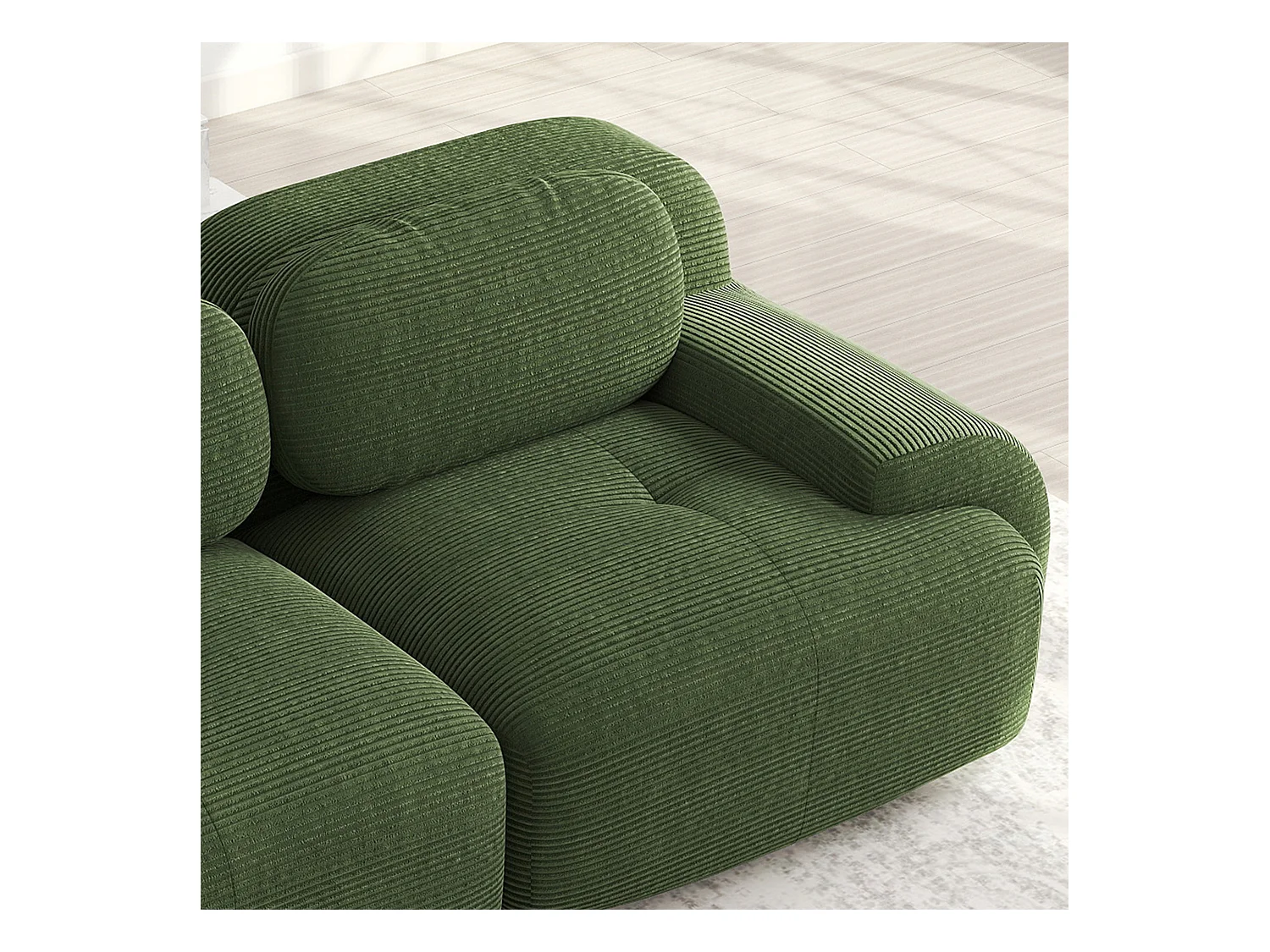 3-Sitzer-Modulsofa in Cordsamt, ergonomische Armlehnen, elastische Polsterung, grün (190x90x80 cm)