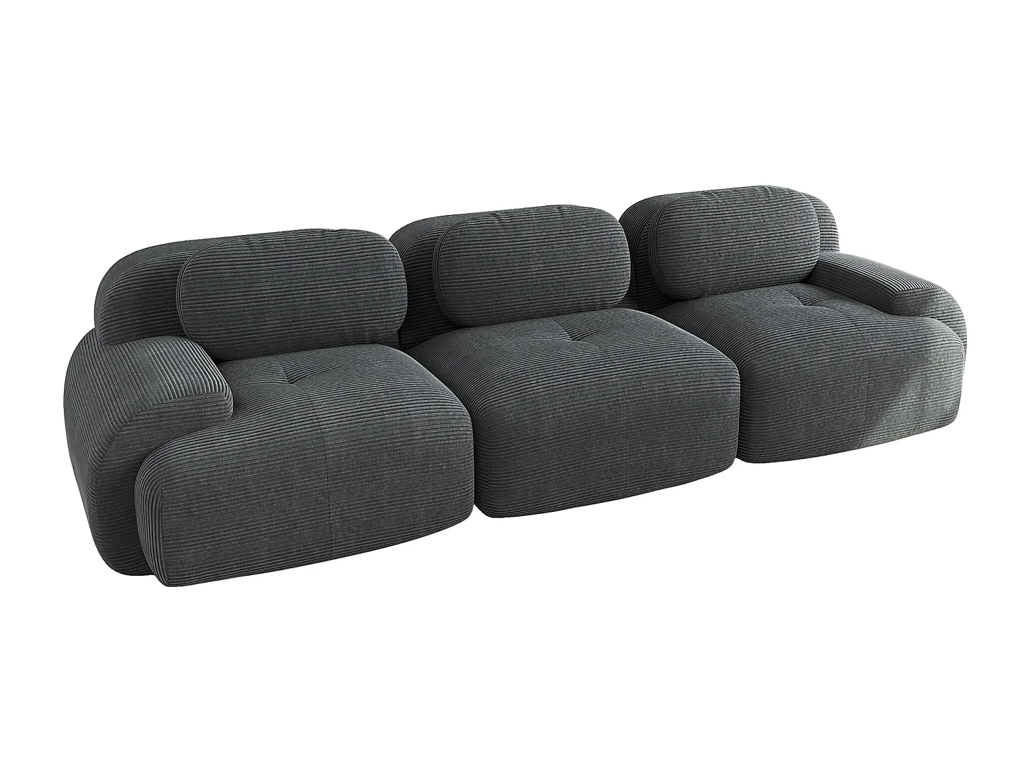 3-zits modulaire bank, Cordsamt premium, Ergonomisch, Grijs (180x80x85 cm)
