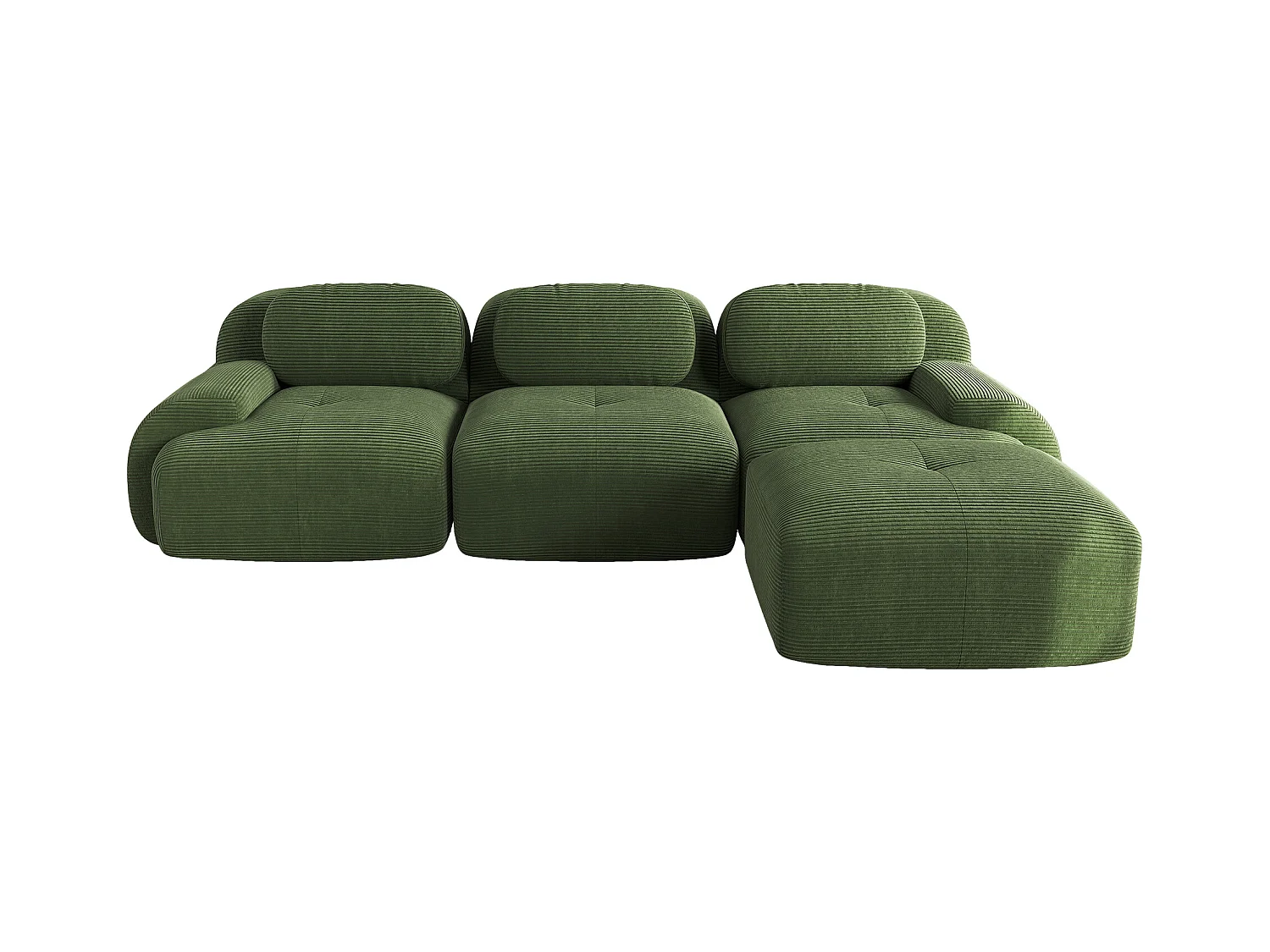 Modulares Ecksofa, kein Zusammenbau erforderlich, ergonomisch und haustierfreundlich, Cordsamt Extra Large, Grün (220x85x80 cm)