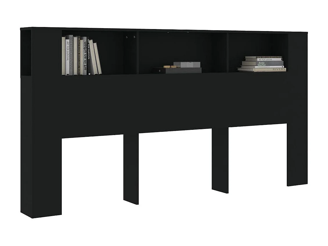 Armoire de tête de lit Noir 200x18,5x104,5 cm