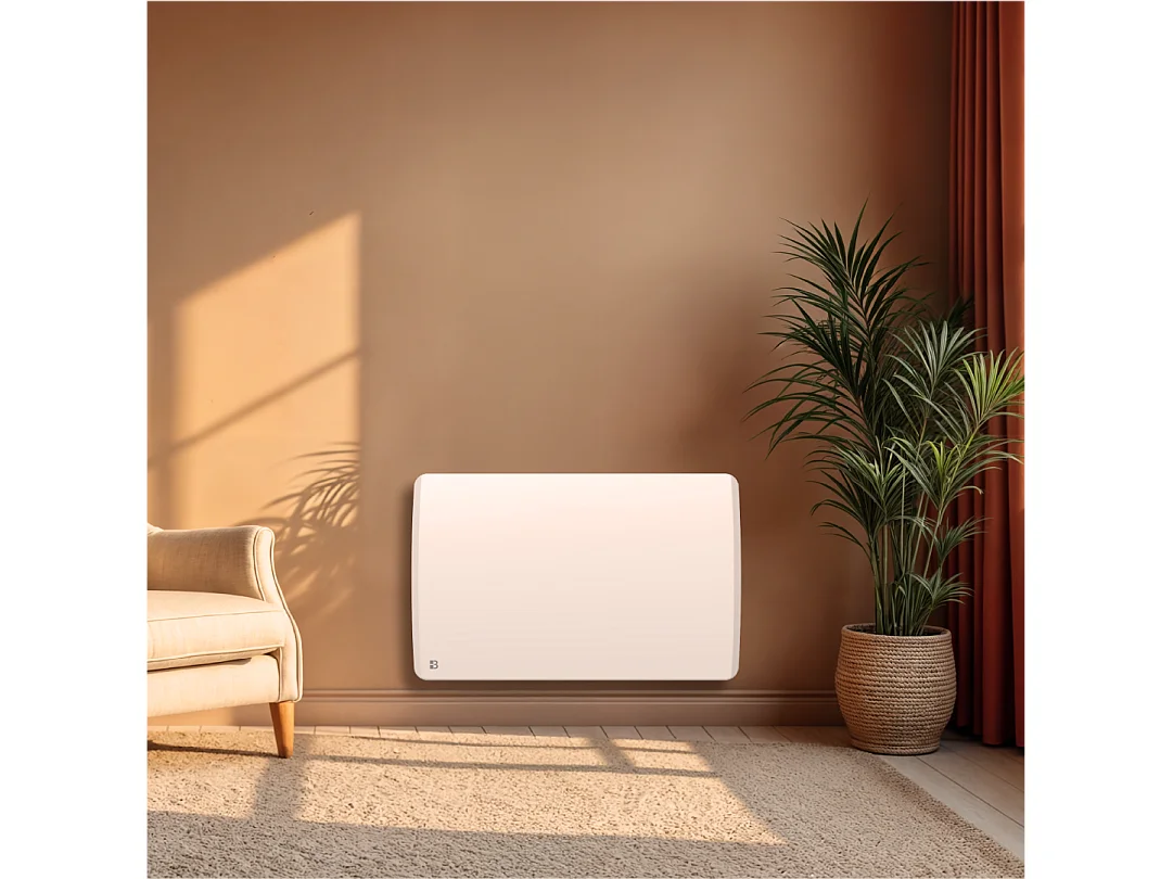 Radiateur électrique fixe à inertie sèche céramique 1500W Bestherm ARIA horizontal blanc