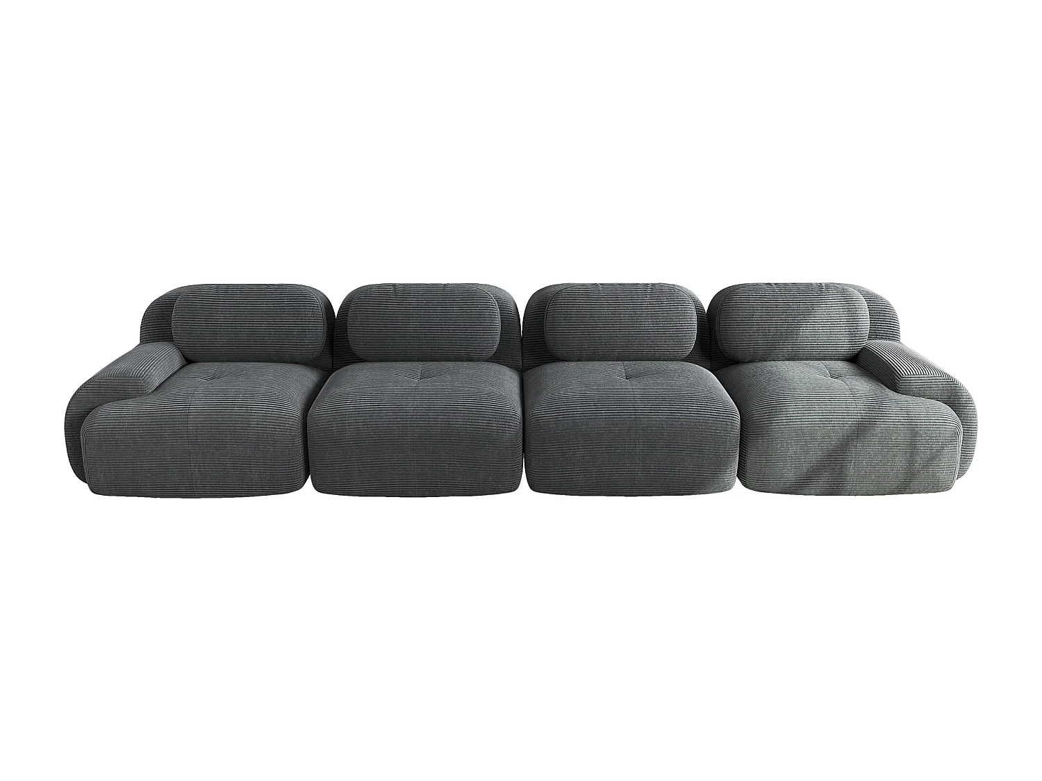 Modulaire 4-zitsbank van corduroy, 32D hoog-elastisch schuim, ontworpen voor huisdieren, geen montage vereist, grijs (Afmetingen: 240x90x80 cm)