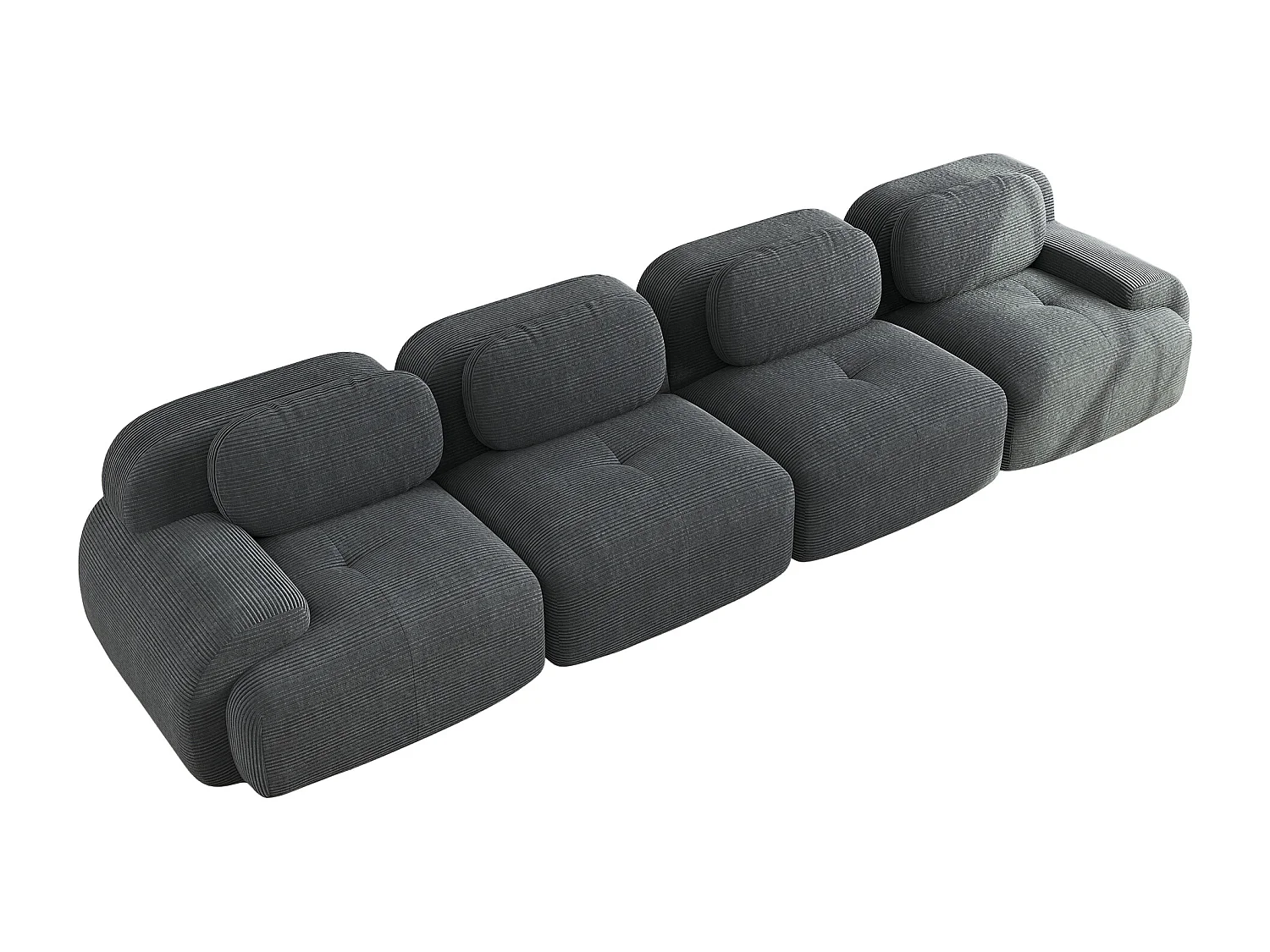 Modulaire 4-zitsbank van corduroy, 32D hoog-elastisch schuim, ontworpen voor huisdieren, geen montage vereist, grijs (Afmetingen: 240x90x80 cm)