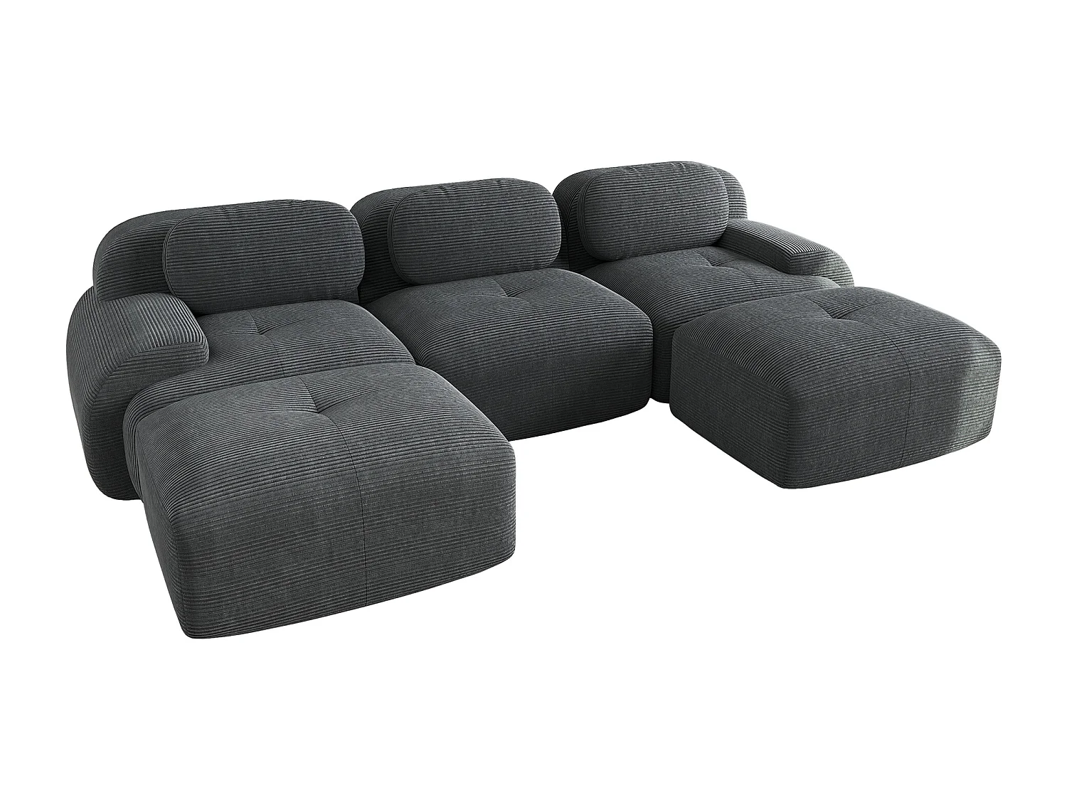 Modulaire hoekbank, Cordsamt premium, ergonomisch, grijs (200x85x85 cm)