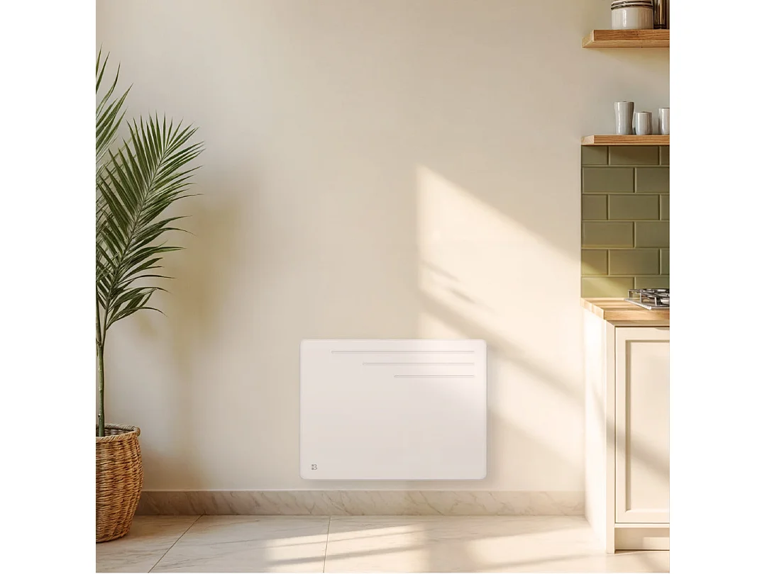 Radiateur électrique fixe à inertie sèche fonte 1000W Bestherm MOTU horizontal blanc