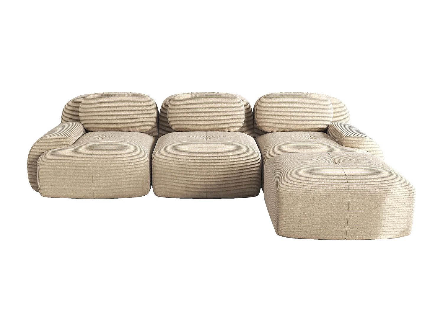 Modulaire hoekbank, Corduroy stof, ergonomisch, extra brede armleuningen, beige (Afmetingen: 210x90x85 cm)