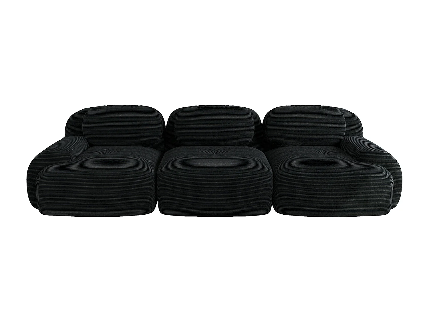 3-zits corduroy bank, modulair, antislip, geen montage nodig, ergonomische armleuningen, koudschuim, zwart (210x85x80 cm)