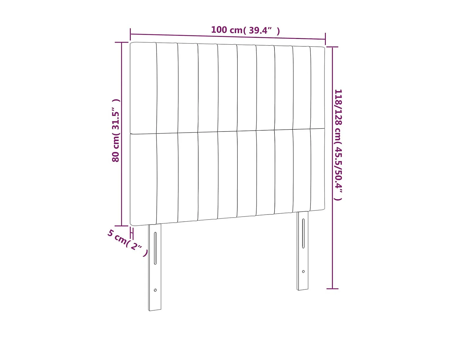 Testiere 2 pz Grigio chiaro 100x5x78/88 cm Tessuto