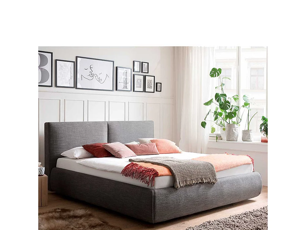 Stauraum Bett in Anthrazit Webstoff 180x200 cm
