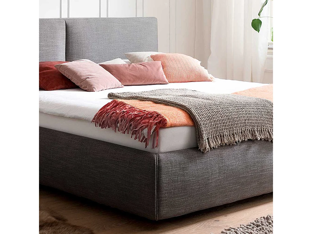 Stauraum Bett in Anthrazit Webstoff 180x200 cm