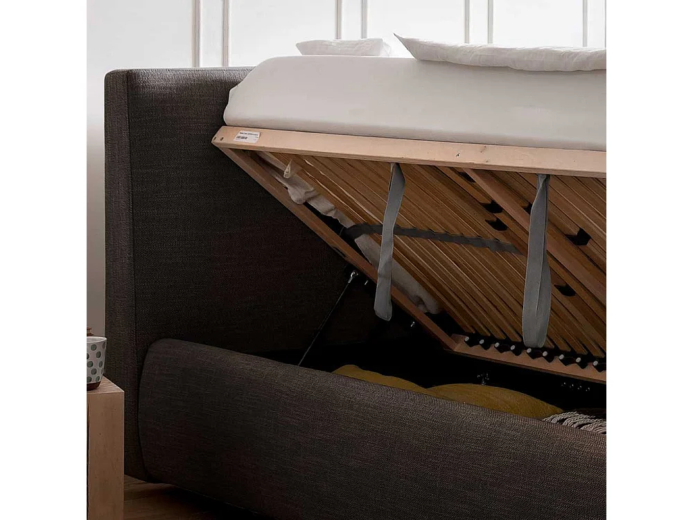 Stauraum Bett in Anthrazit Webstoff 180x200 cm