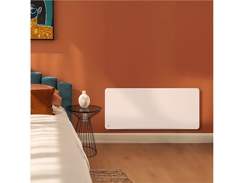 Radiateur électrique fixe à inertie sèche céramique avec thermostat interchangeable 2000W Bestherm OVEO horizontal blanc