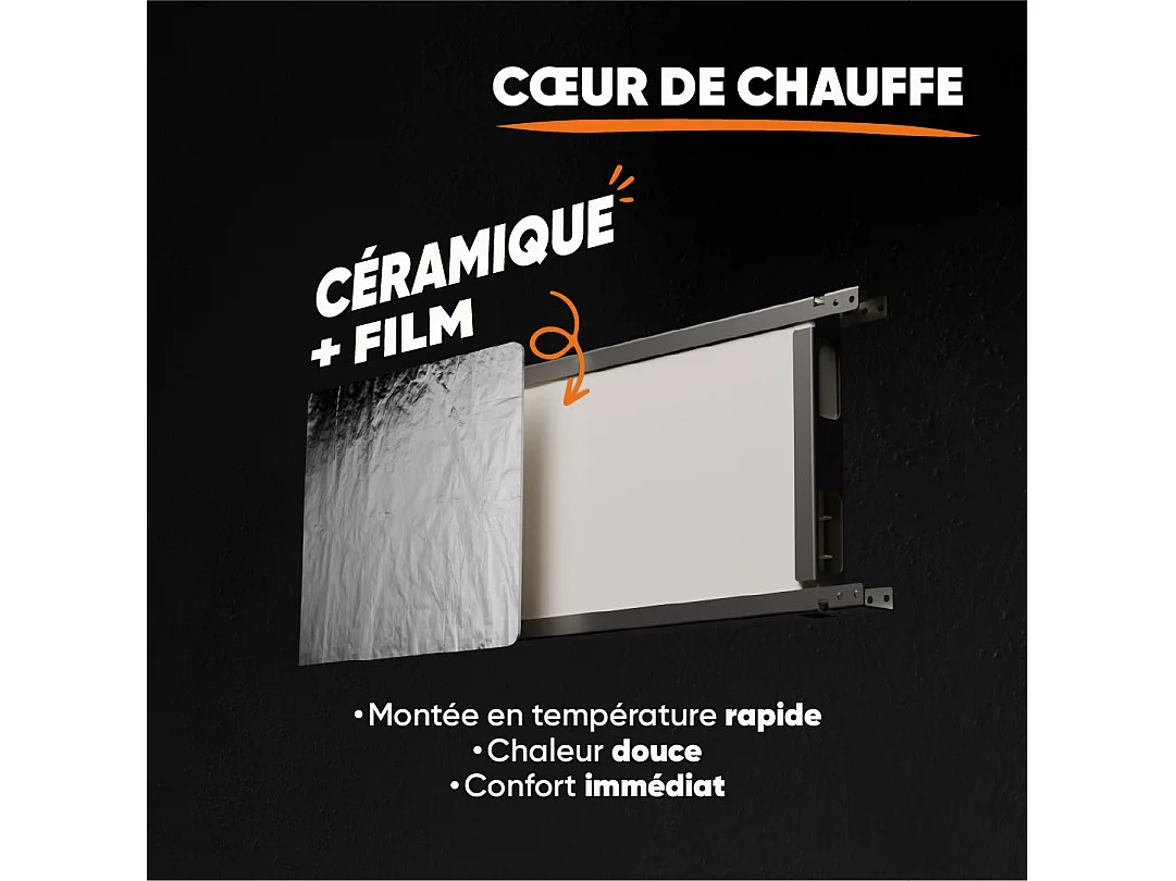 Radiateur électrique fixe à inertie sèche céramique+film 2000W Bestherm FREYA horizontal blanc