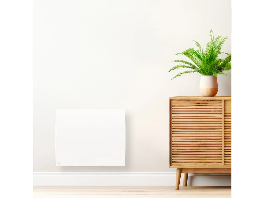 Radiateur électrique fixe connecté WIFI à inertie sèche céramique 1000W Bestherm ILLO CONNECT horizontal blanc