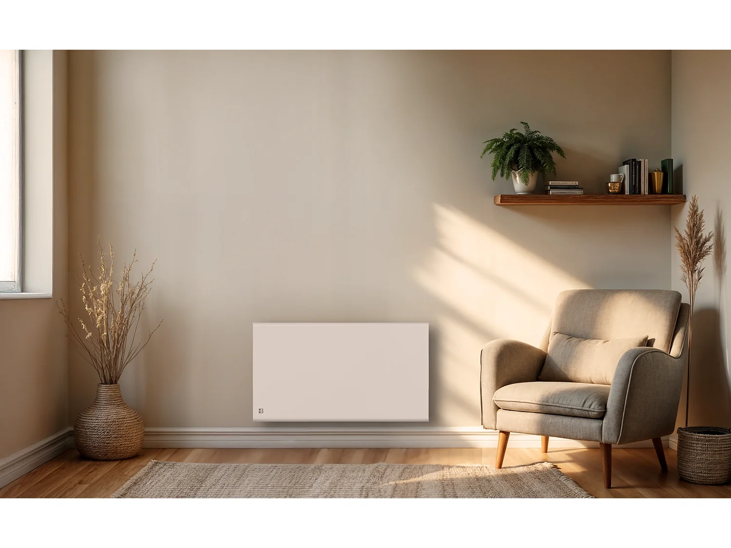 Radiateur électrique fixe à inertie sèche céramique+film 1500W Bestherm FREYA horizontal blanc