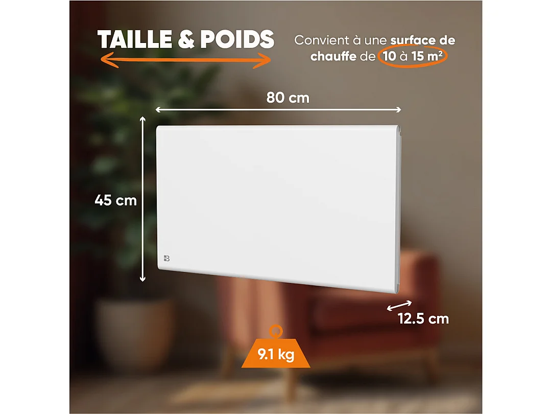 Radiateur électrique fixe à inertie sèche céramique+film 1500W Bestherm FREYA horizontal blanc