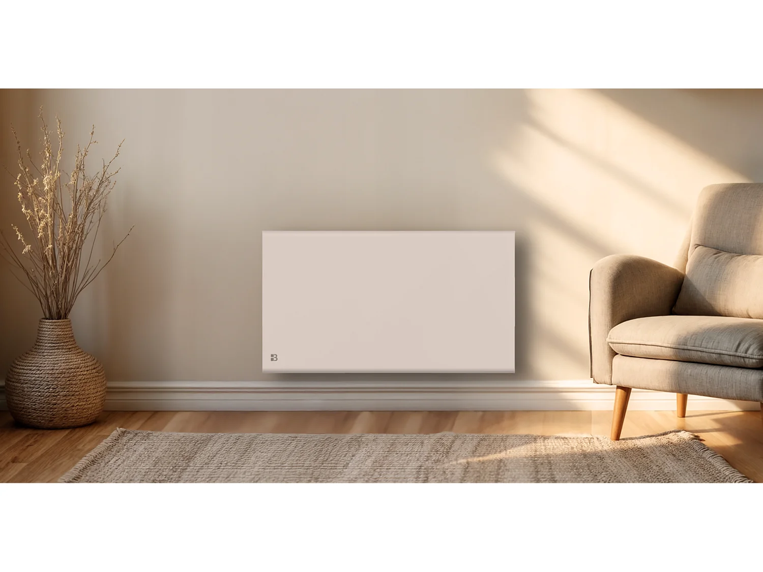 Radiateur électrique fixe à inertie sèche céramique+film 1500W Bestherm FREYA horizontal blanc