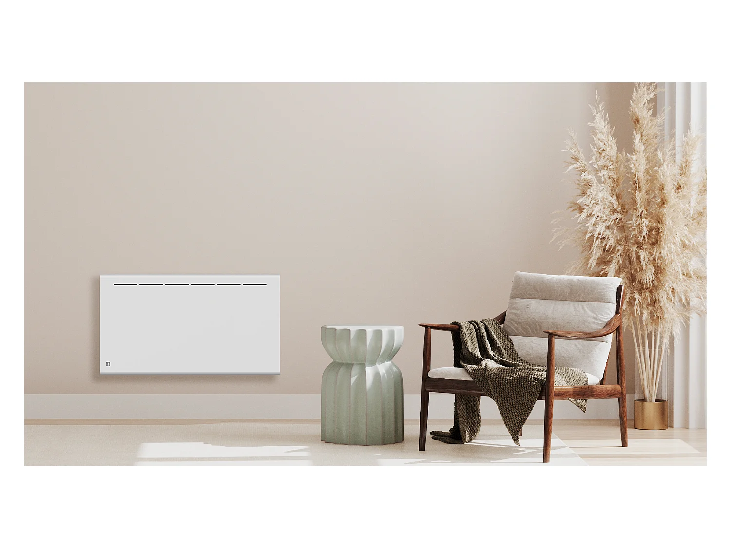 Fest installierter elektrischer Heizkörper mit trockener Keramikträgheit 1500 W ATLAS horizontal weiß