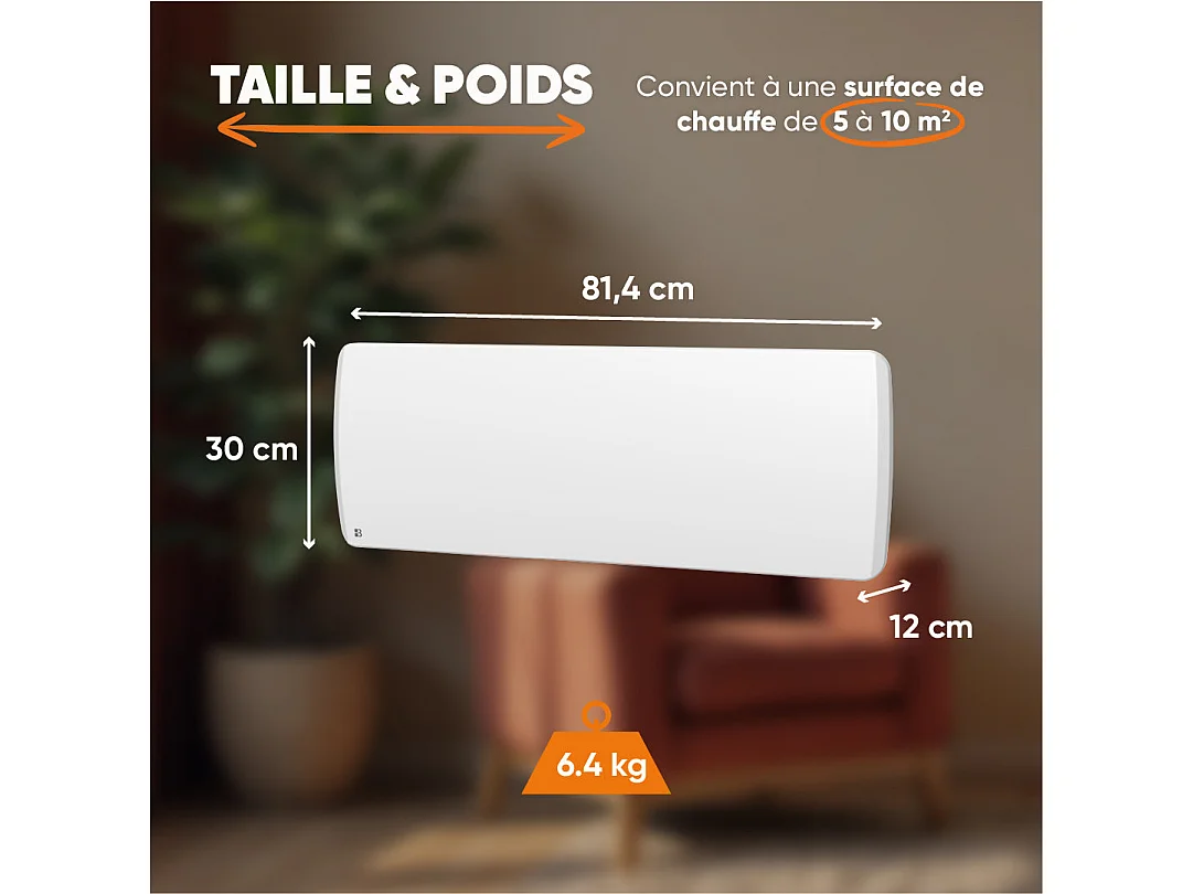 Radiateur électrique fixe à inertie sèche céramique 1000W Bestherm ARIA plinthe blanc