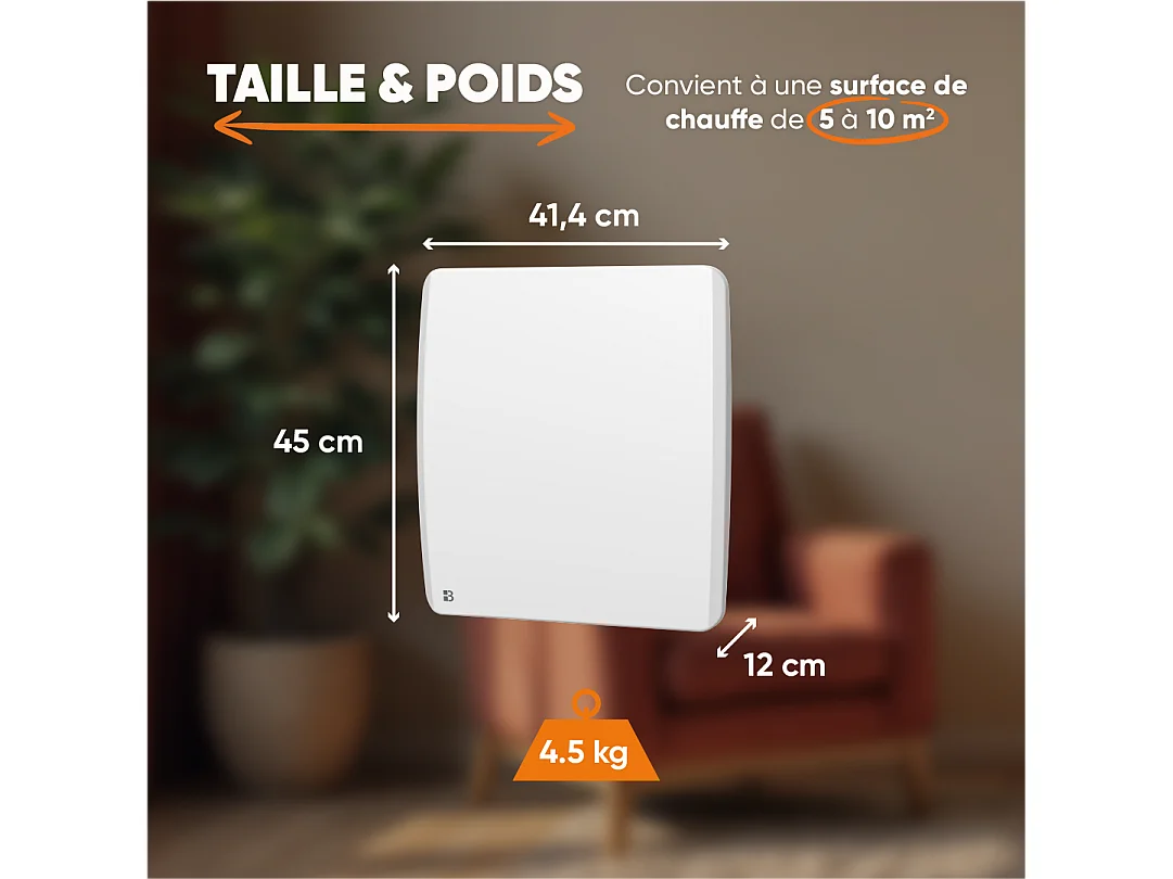 Radiateur électrique fixe à inertie sèche céramique 500W Bestherm ARIA horizontal blanc