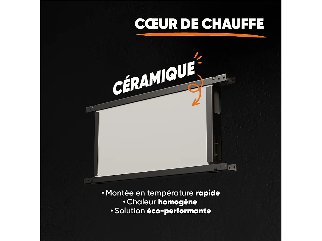 Radiateur électrique fixe connecté WIFI à inertie sèche céramique 1500W Bestherm LESSO CONNECT horizontal blanc