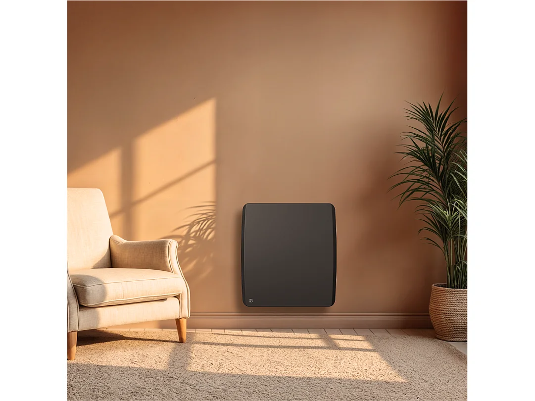 Radiateur électrique fixe à inertie sèche céramique 500W Bestherm ARIA horizontal noir