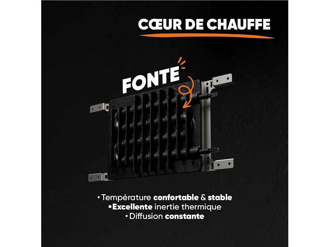 Radiateur électrique fixe à inertie sèche fonte 1000W Bestherm BIA horizontal blanc