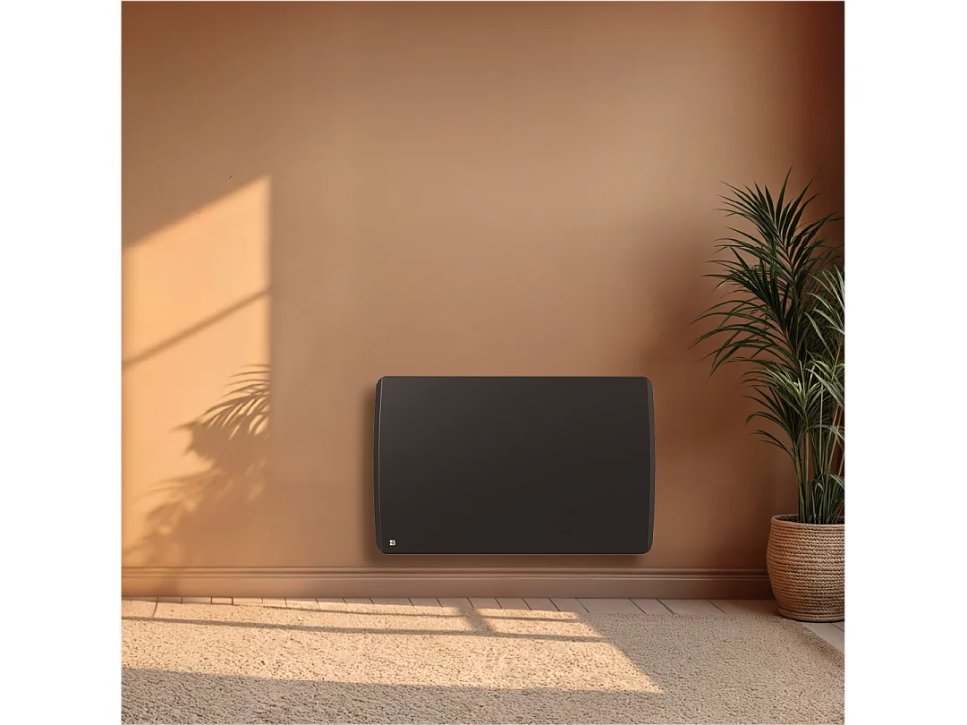 Radiateur électrique fixe à inertie sèche céramique 1500W Bestherm ARIA horizontal noir