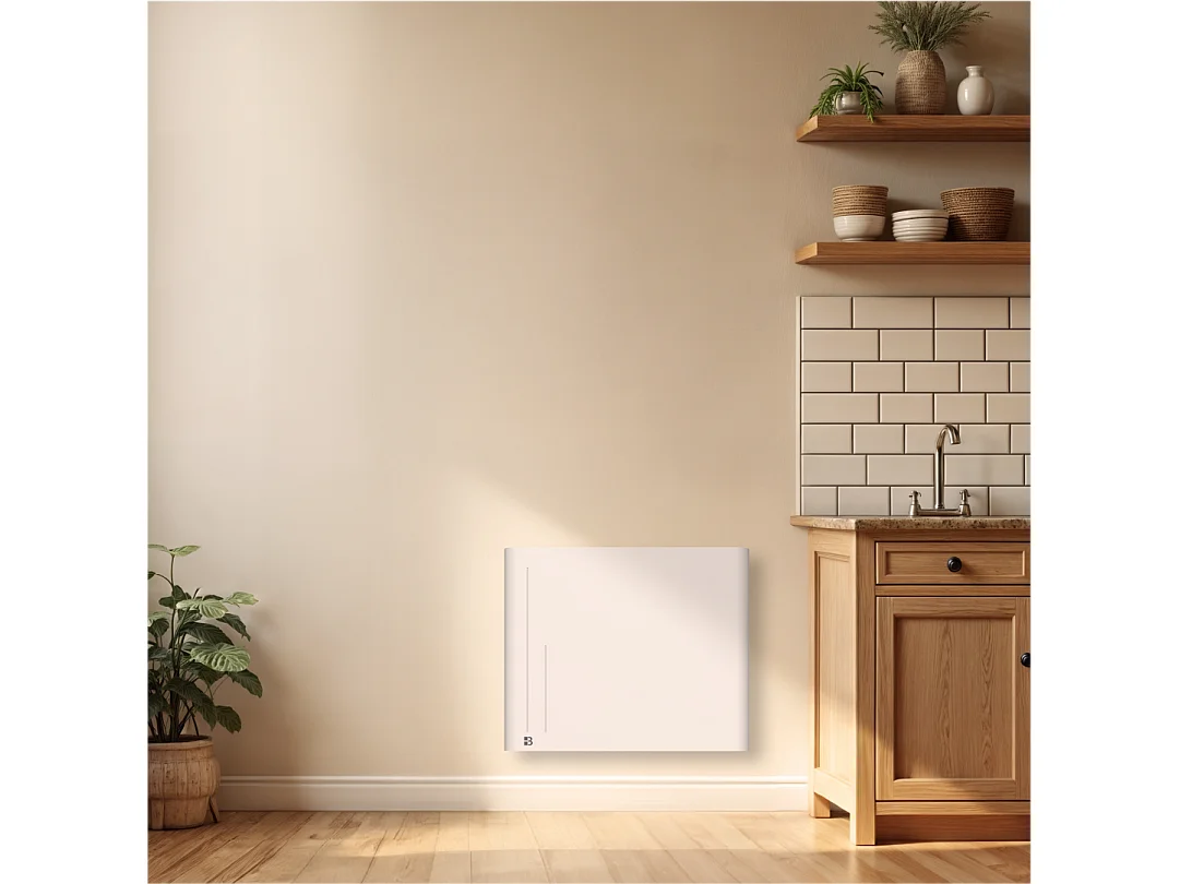Radiateur électrique fixe à inertie sèche céramique 1500W Bestherm ALBA horizontal blanc