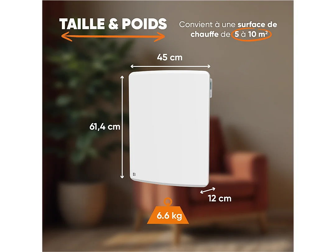 Radiateur électrique fixe à inertie sèche céramique 1000W Bestherm ARIA vertical blanc