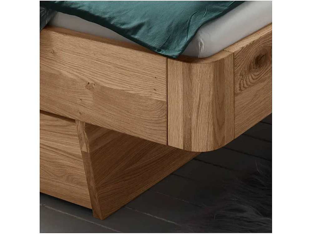 Doppelbett Stauraumbett inklusive zwei Nachtkommoden auf Schwebesockel (dreiteilig)